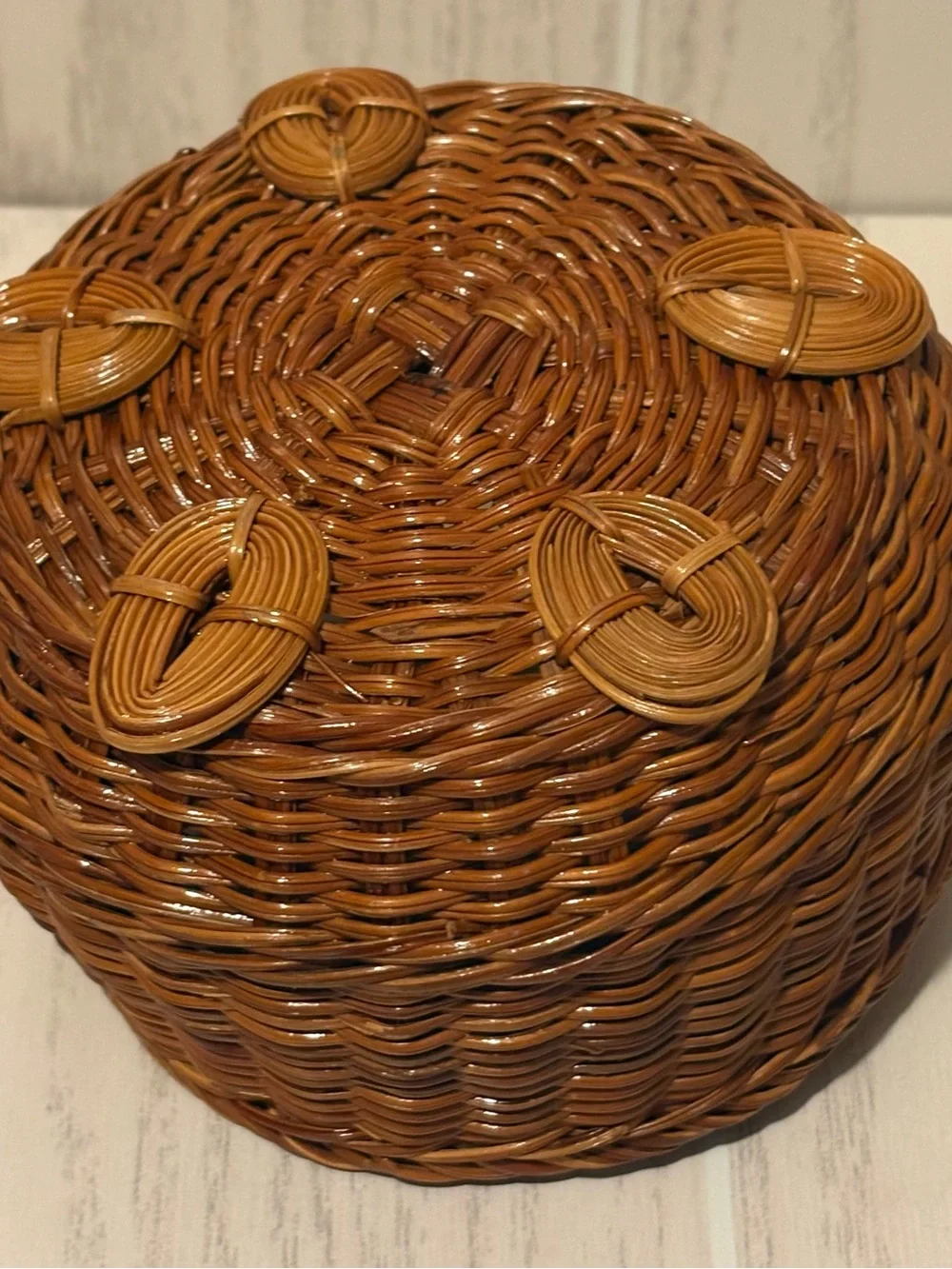 Rattan woven wicker turtle basket boho